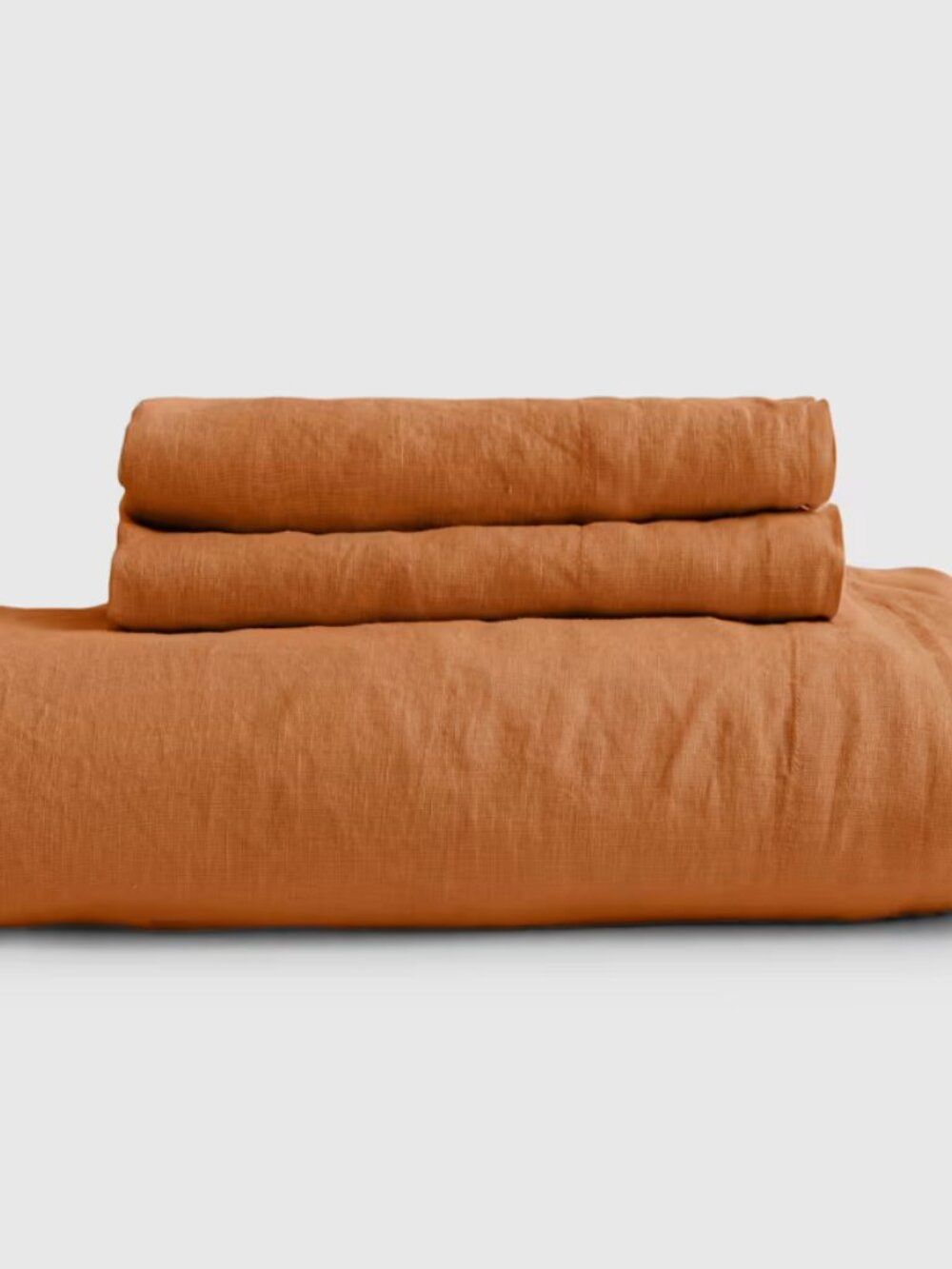 Quince Queen European Linen Fitted Sheet Set - Terracotta (Open Box)